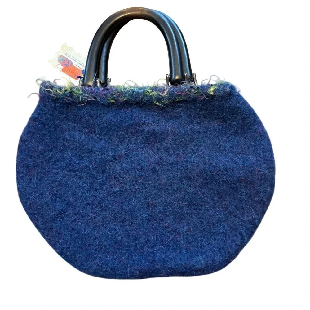 VTG NWT Felted Wool Handbag Artisan Made in Vermont beauty Blue Multicolor Bag